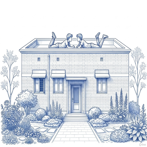 Architectural sketch of rooftop terrace conversation