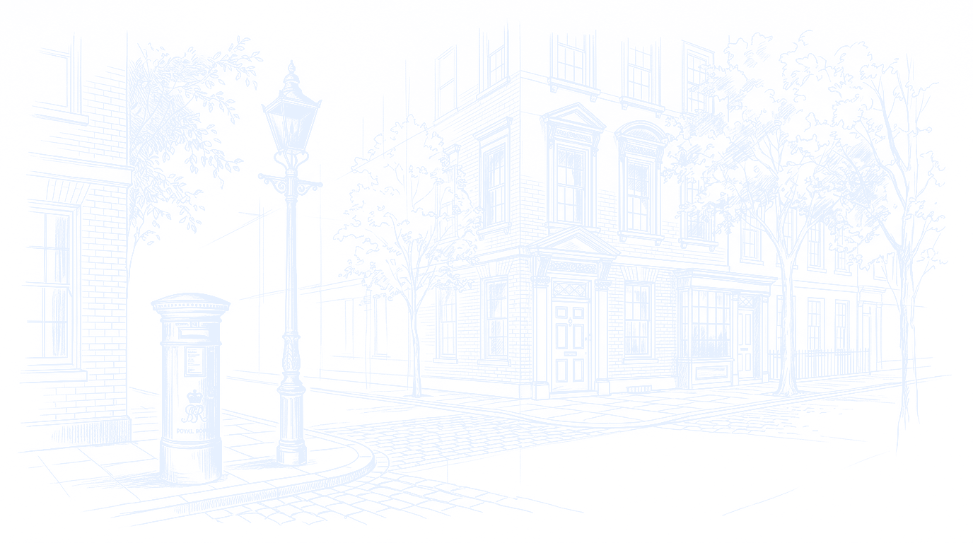 Vintage Streetscape with Letterbox